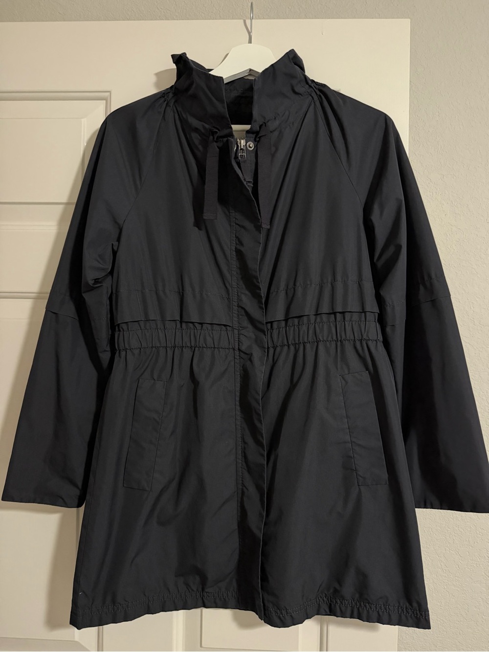 LOFT Black Drawstring Waist Trench Coat